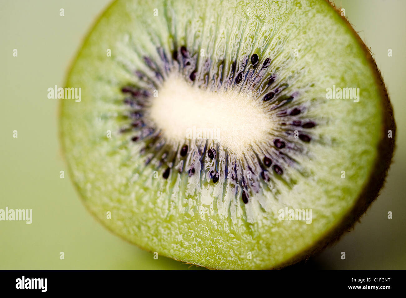 A kiwifruit cut in half Stock Photo