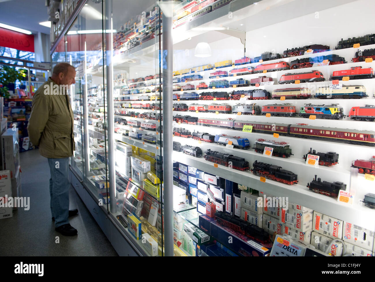 A customer in a model railroad shop, Berlin, Germany Stock Photo - Alamy