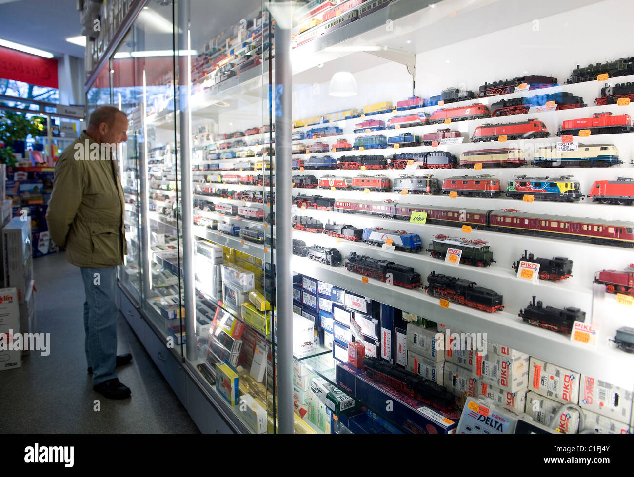 A customer in a model railroad shop, Berlin, Germany Stock Photo Alamy