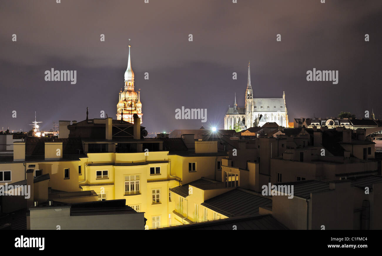 Nightscape of the city of Brno, Czech Republic. Stock Photo
