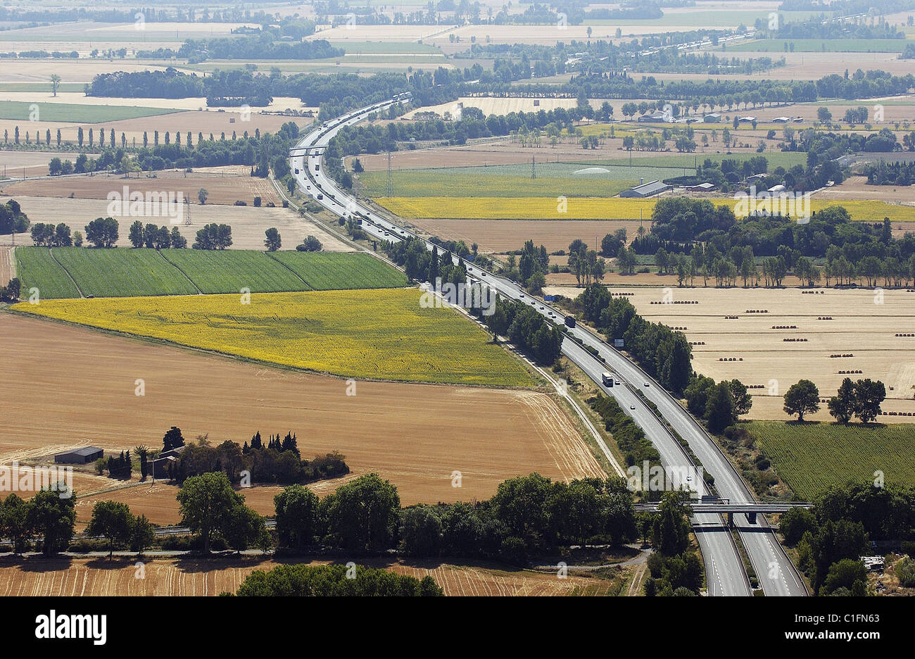 France, Aude, (aerial view) of the A61 motorway Stock Photo