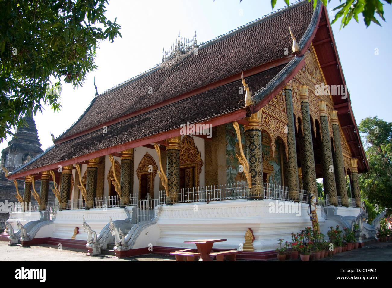 Buddhist Wat Mahathat (temple) in Luang Prabang Stock Photo