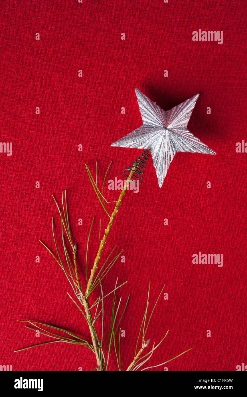 Silver star on top of Christmas tree Stock Photo Alamy