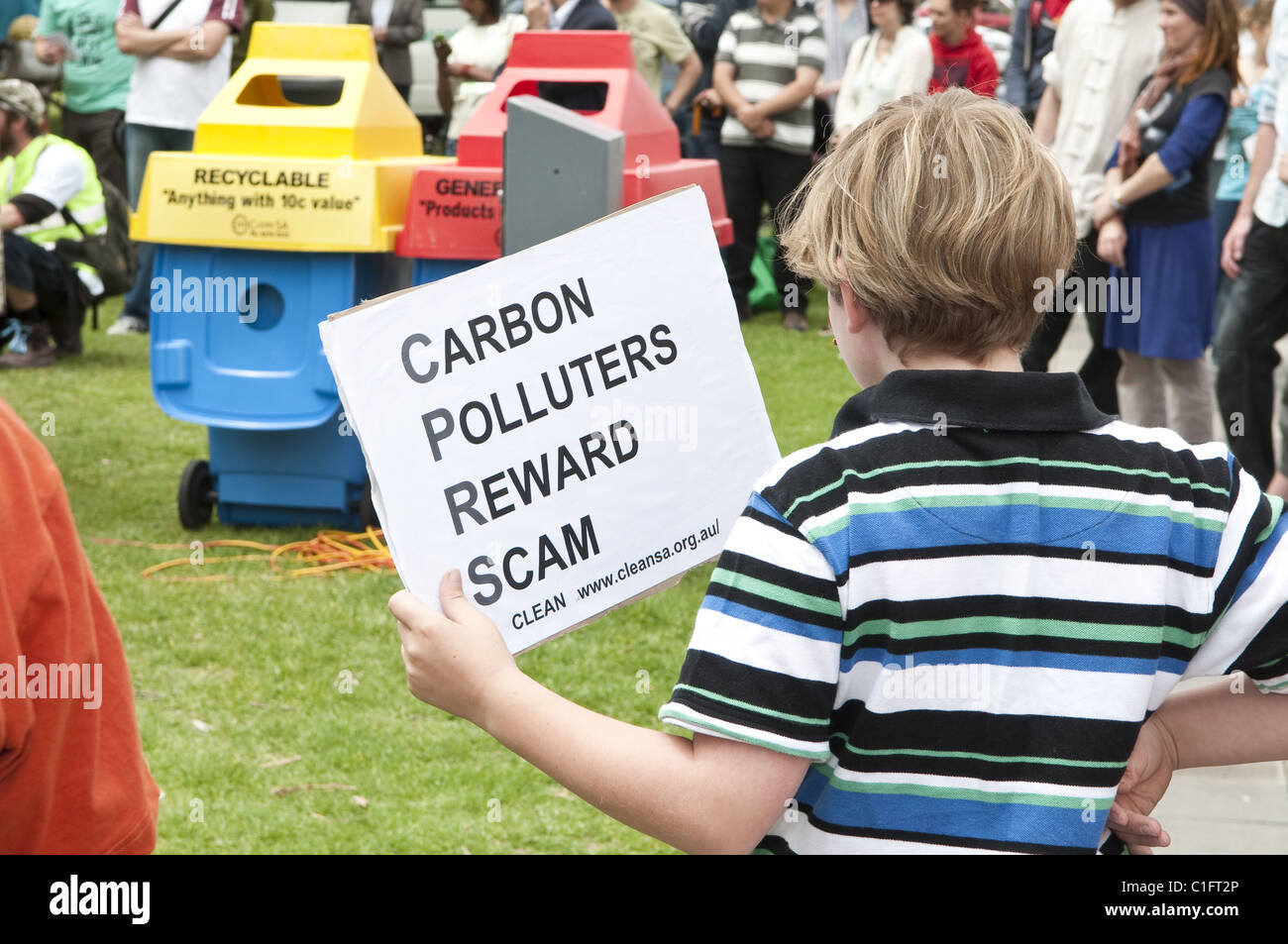 A crowd attends 'Walk Against Warming' protest , Victoria Square 2009, Adelaide, South Australia Stock Photo