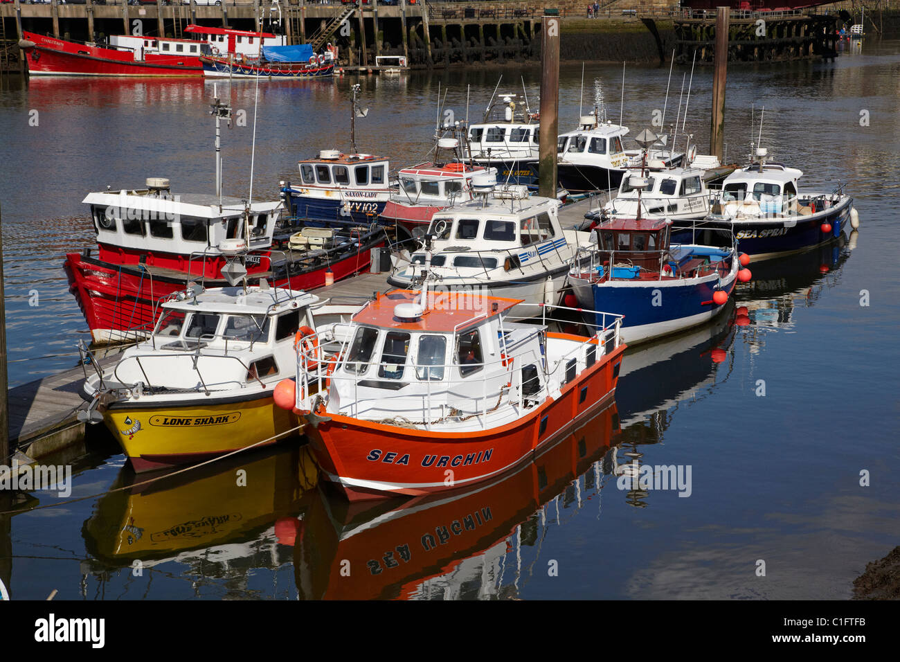 Fishing boats and River Esk, Whitby, North Yorkshire, England, United