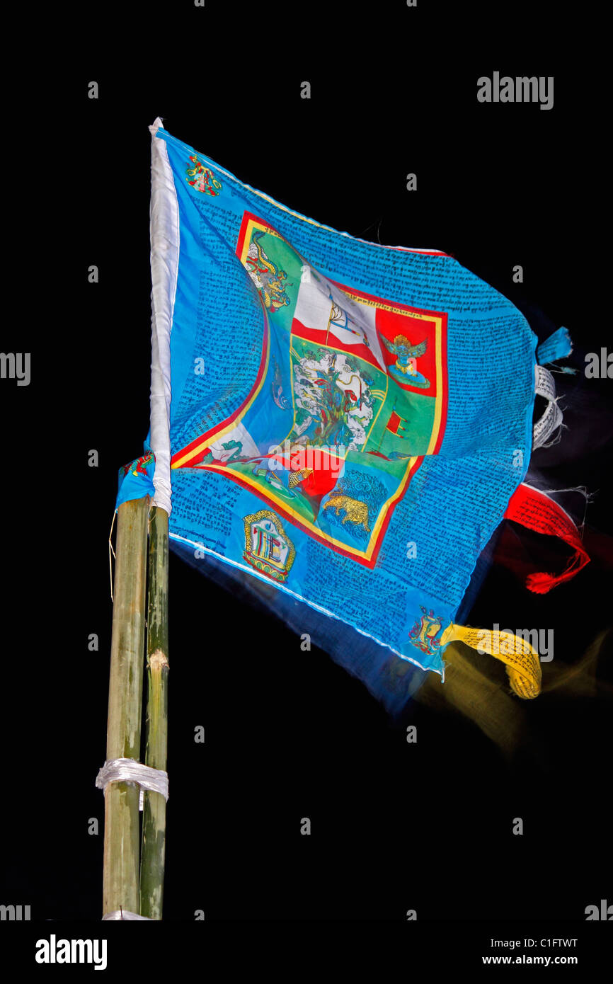 Buddhist prayer flag, Tibetan at Namdapha Eco Cultural Festival, Miao, Arunachal Pradesh, India Stock Photo
