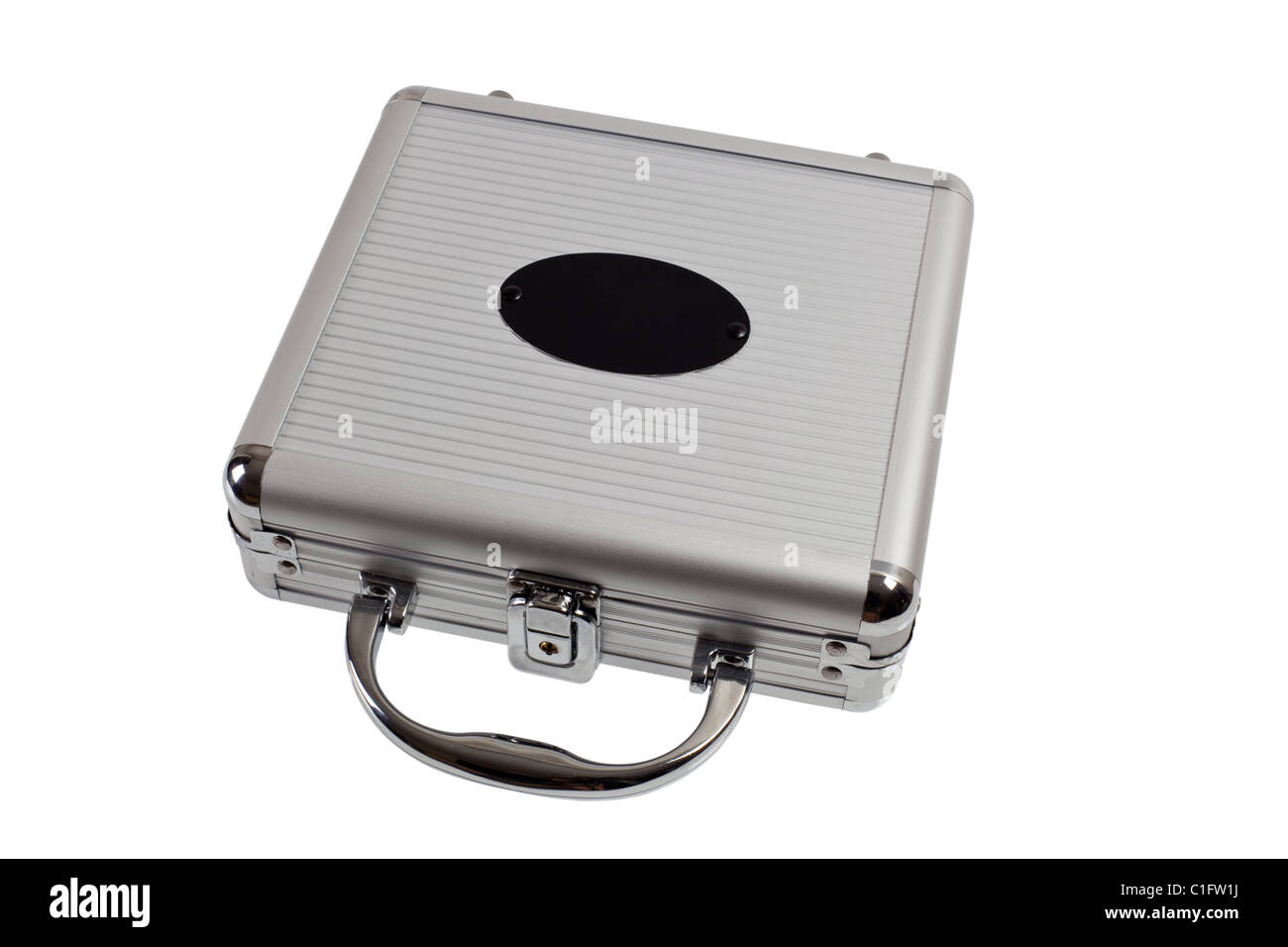 Small metal briefcase isolated on white background Stock Photo Alamy