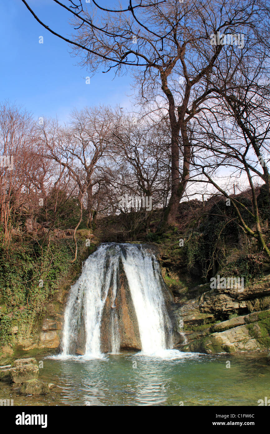 Clear Limestone Pool and Waterfall of Foss Malhamdale in the