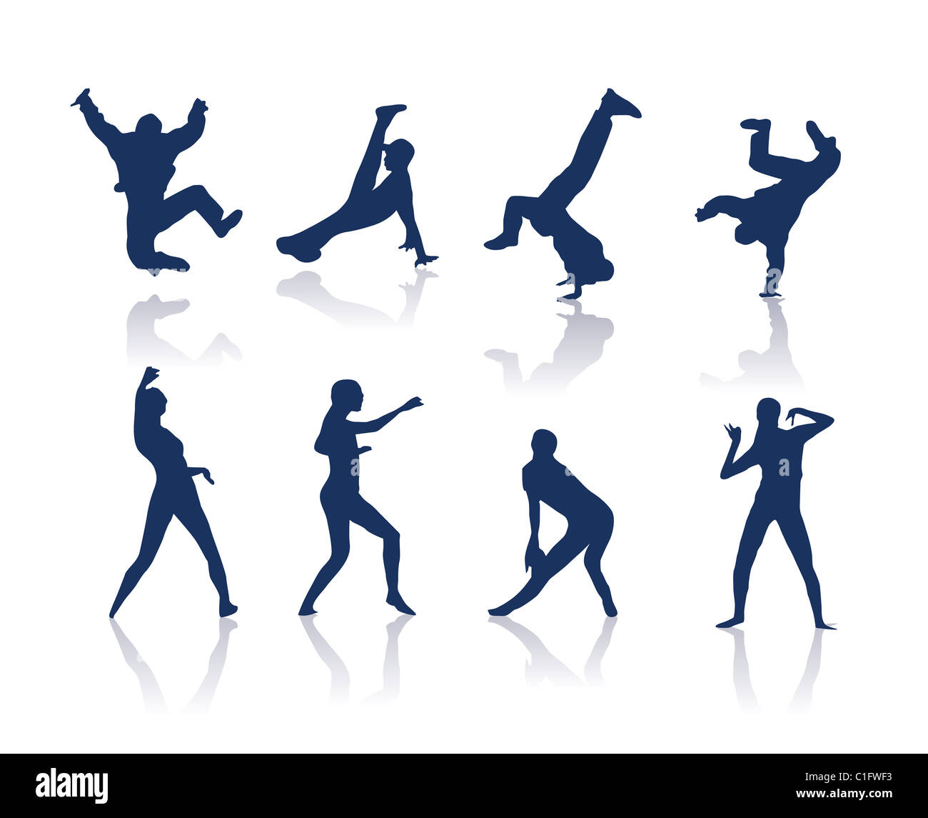 Dancing silhouettes Stock Photo