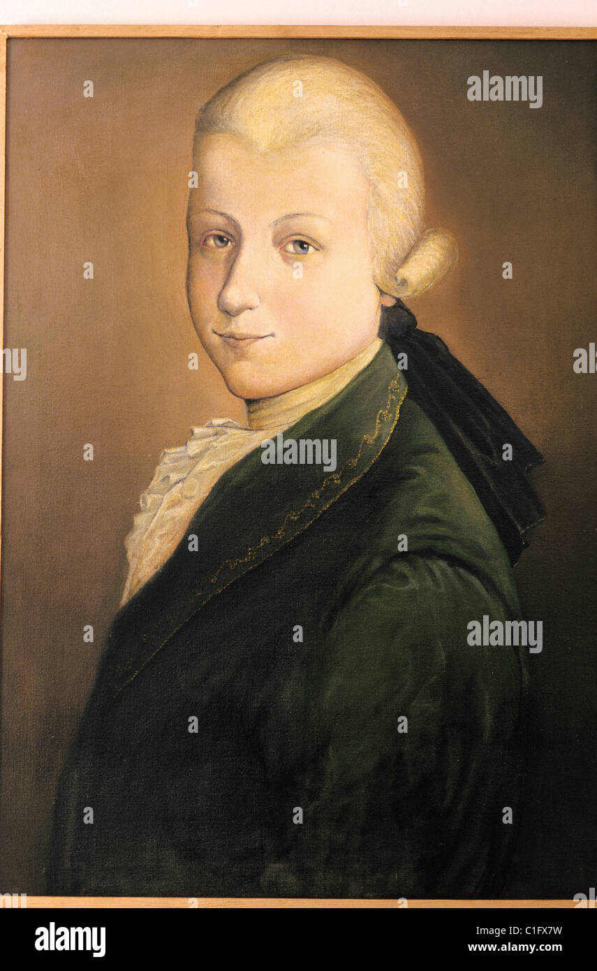 Czech Republic, Prague, portrait of Mozart in the Bertramka Villa Stock Photo