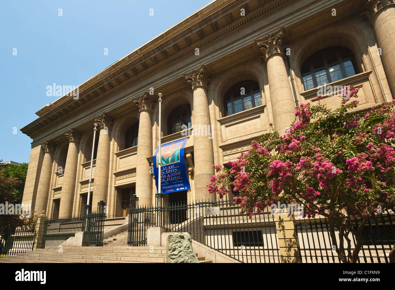 National Library of Chile (Biblioteca Nacional) in this former convent on Avenida Libertador Bernardo O'Higgins; Santiago, Chile Stock Photo