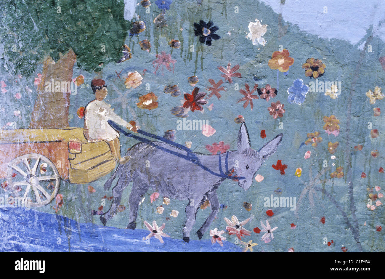 Tunisia, area of the Sahel, the town of Monastir, painting on a wall of