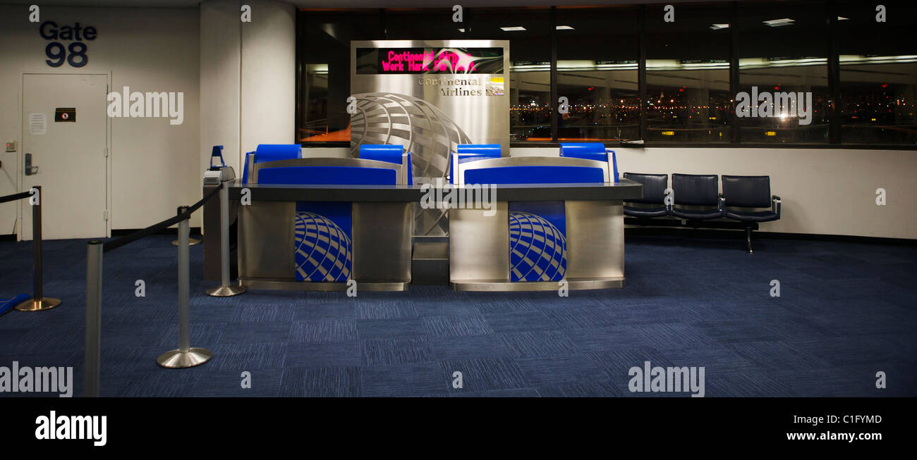 Departure Gate / Terminal for Continental Airlines in John F Kennedy International Airport in New York, USA Stock Photo