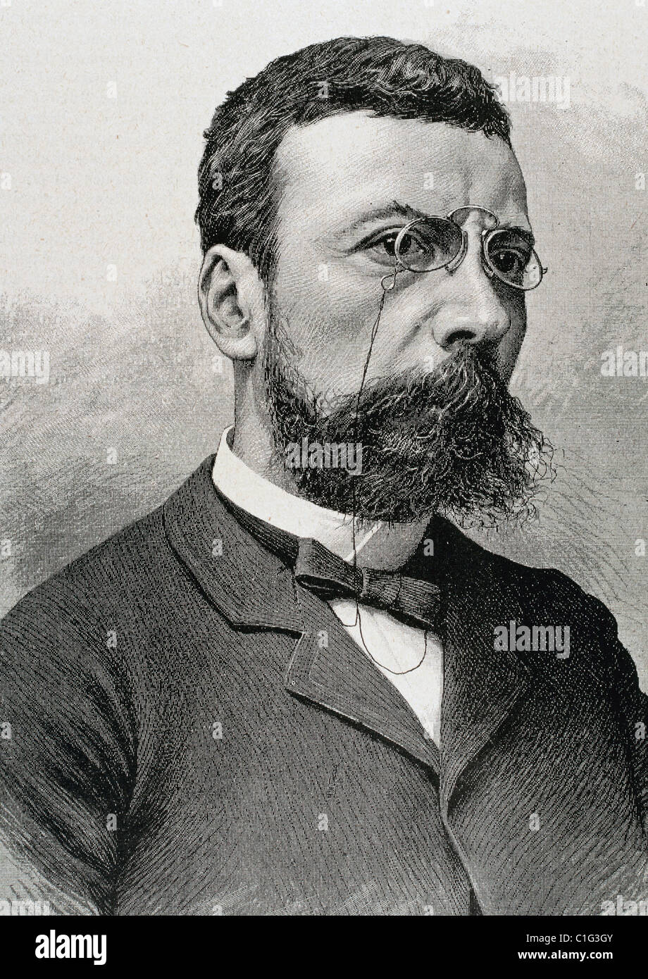 Angel Guimera (1849-1924). Dramatist and poet in the Catalan language. Engraving. Stock Photo