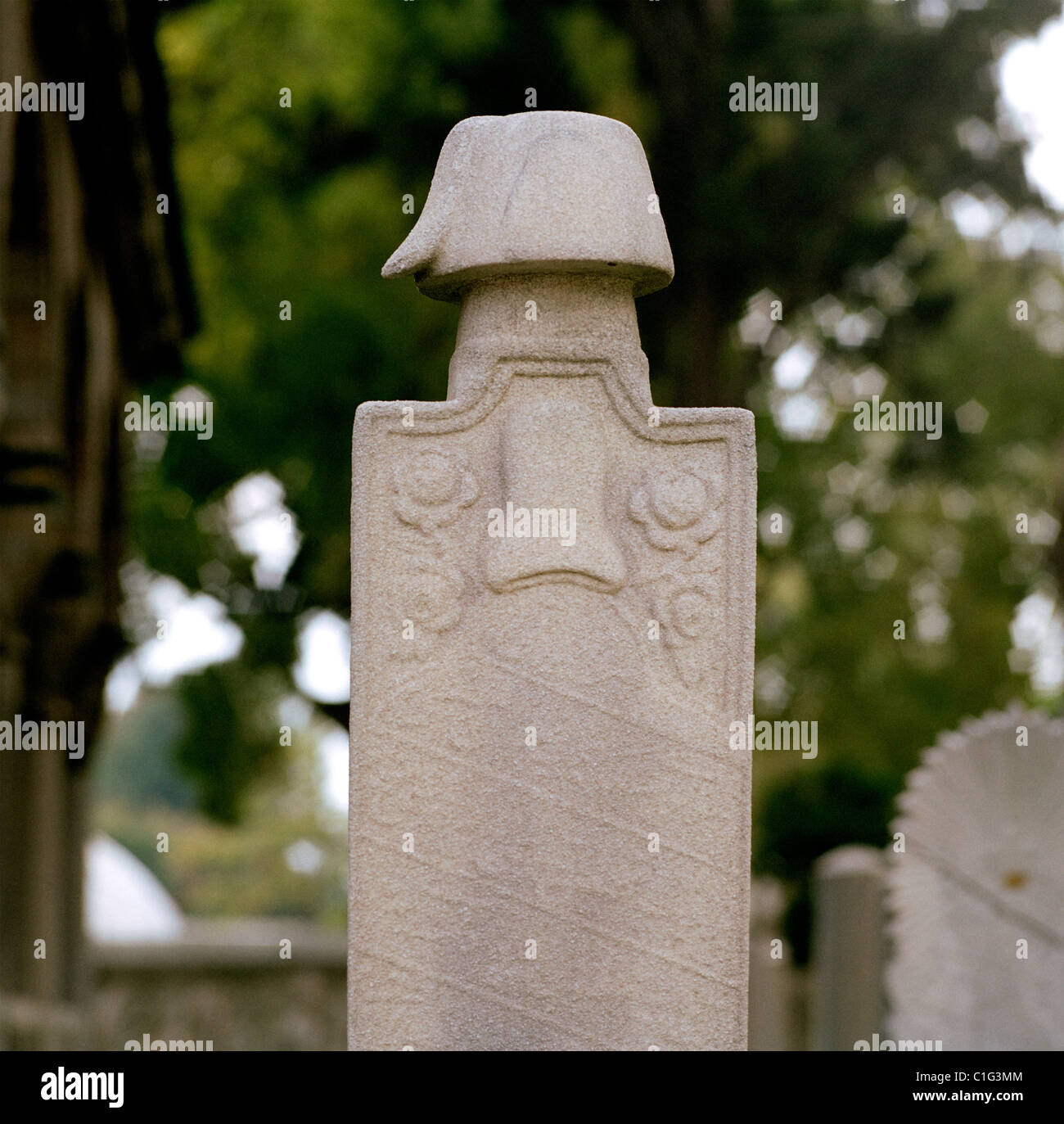 High rank Pasha man's Ottoman grave in a cemetery in Istanbul in Turkey in Middle East Asia. History Empire Historical Culture Travel Stock Photo