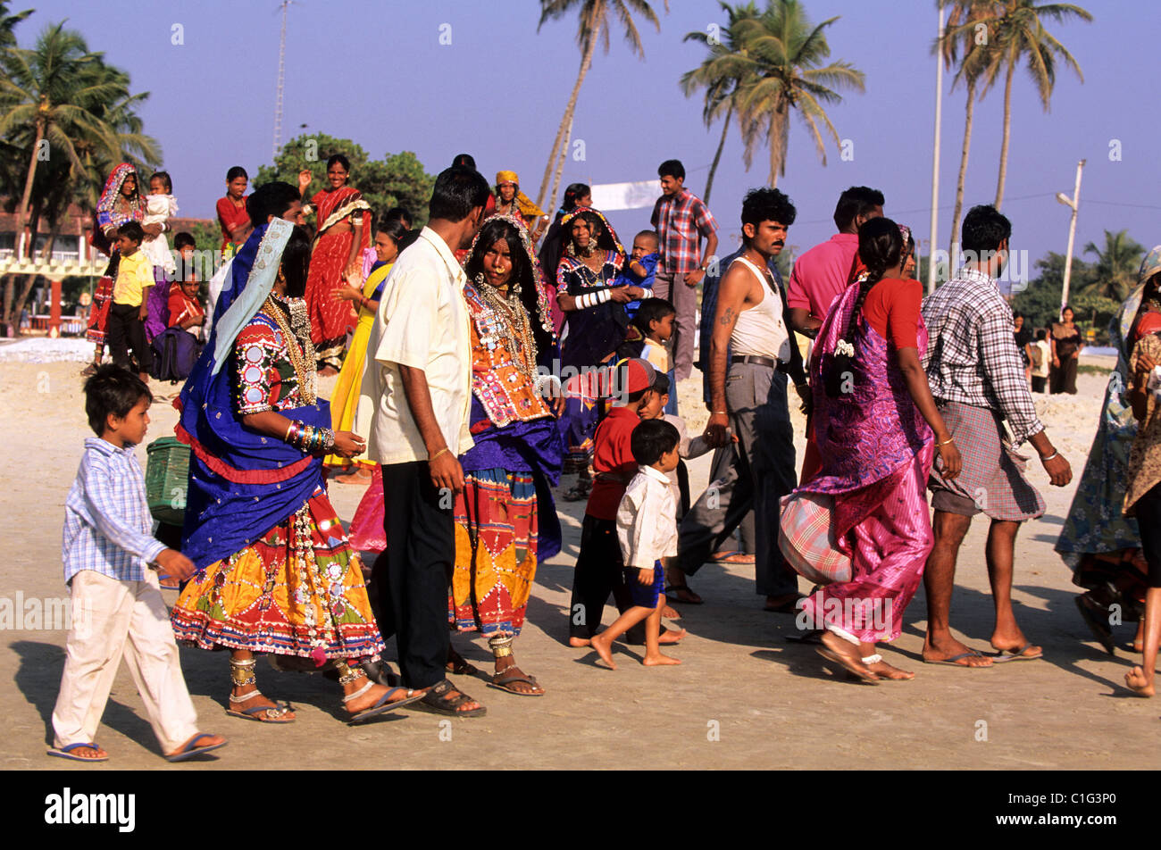 India, Goa state, banjara women at Colva beach Stock Photo