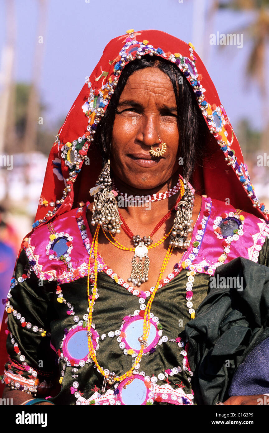 India, Goa state, banjara woman at Colva beach Stock Photo