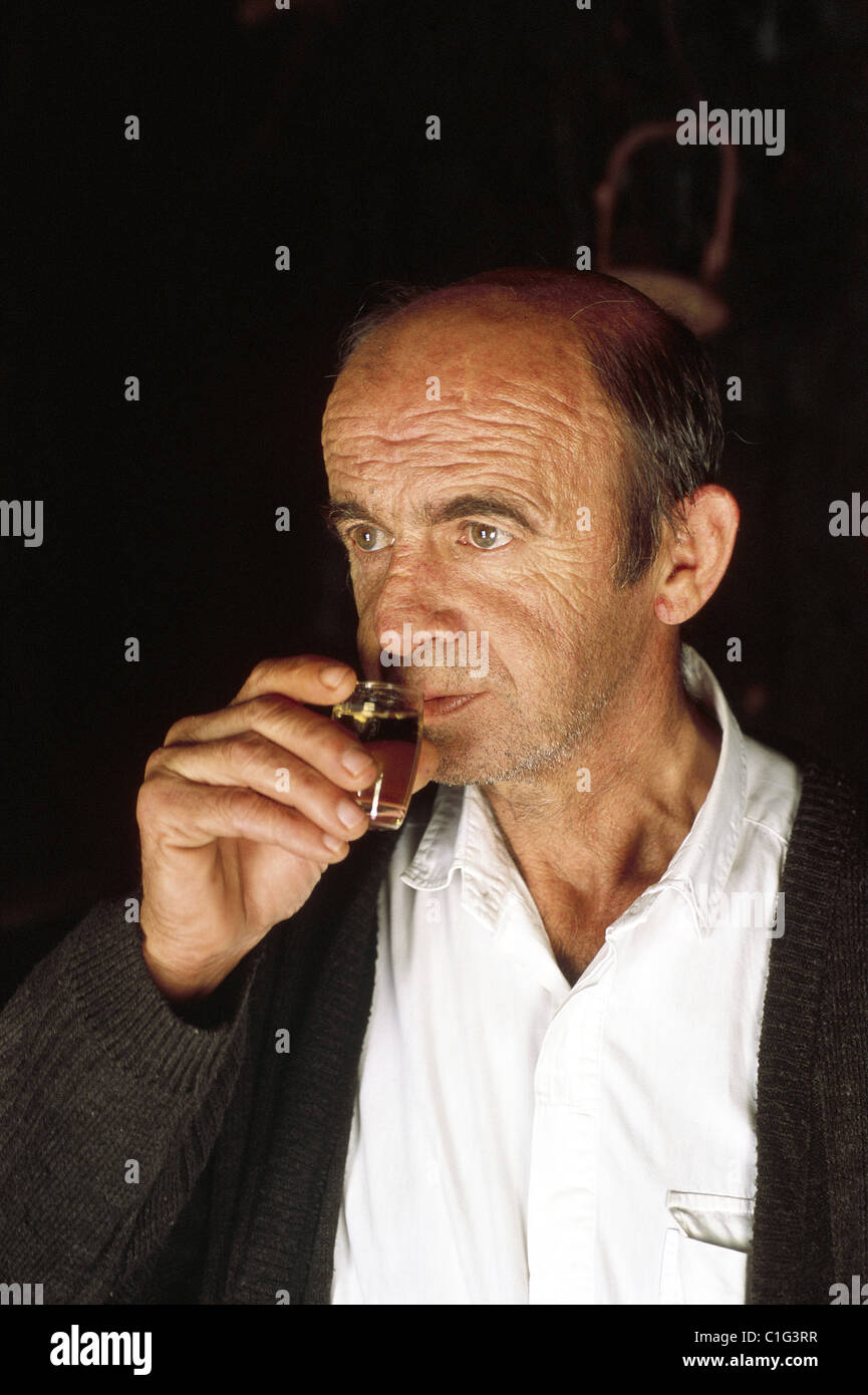 Republic of Montenegro, Kotor Bay, Lovcen Mountain, Raki tasting, local alcohol Stock Photo