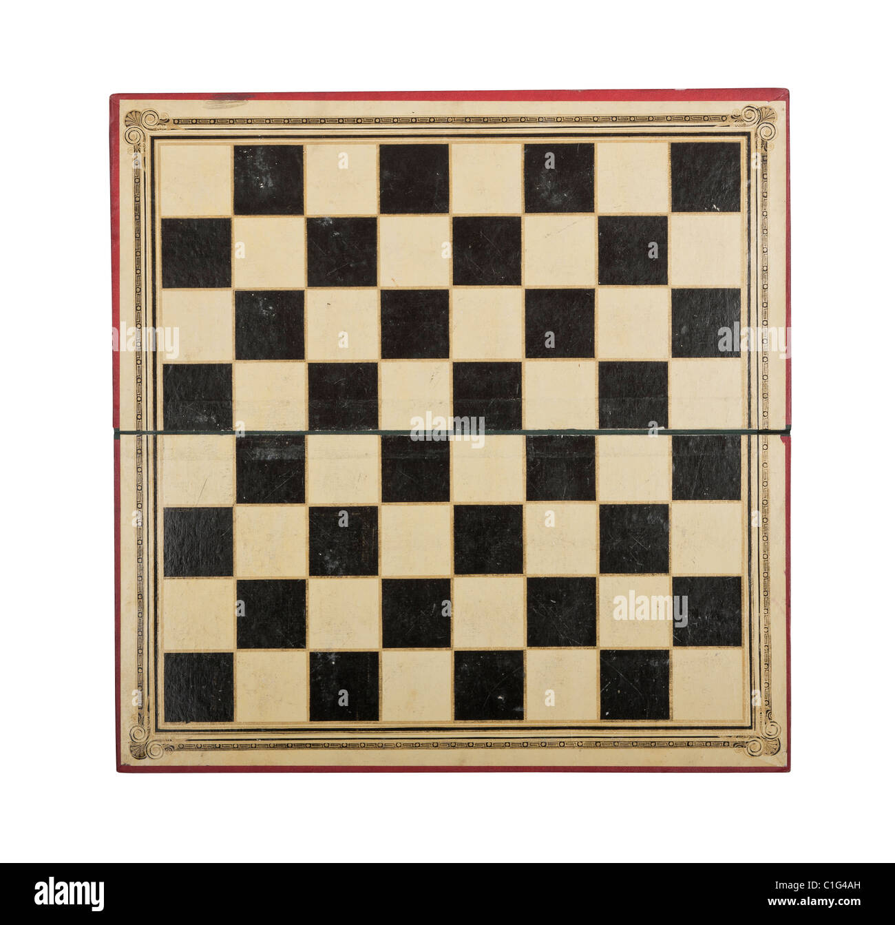Top view of an antique chess board with wear and tear - shot in studio Stock Photo