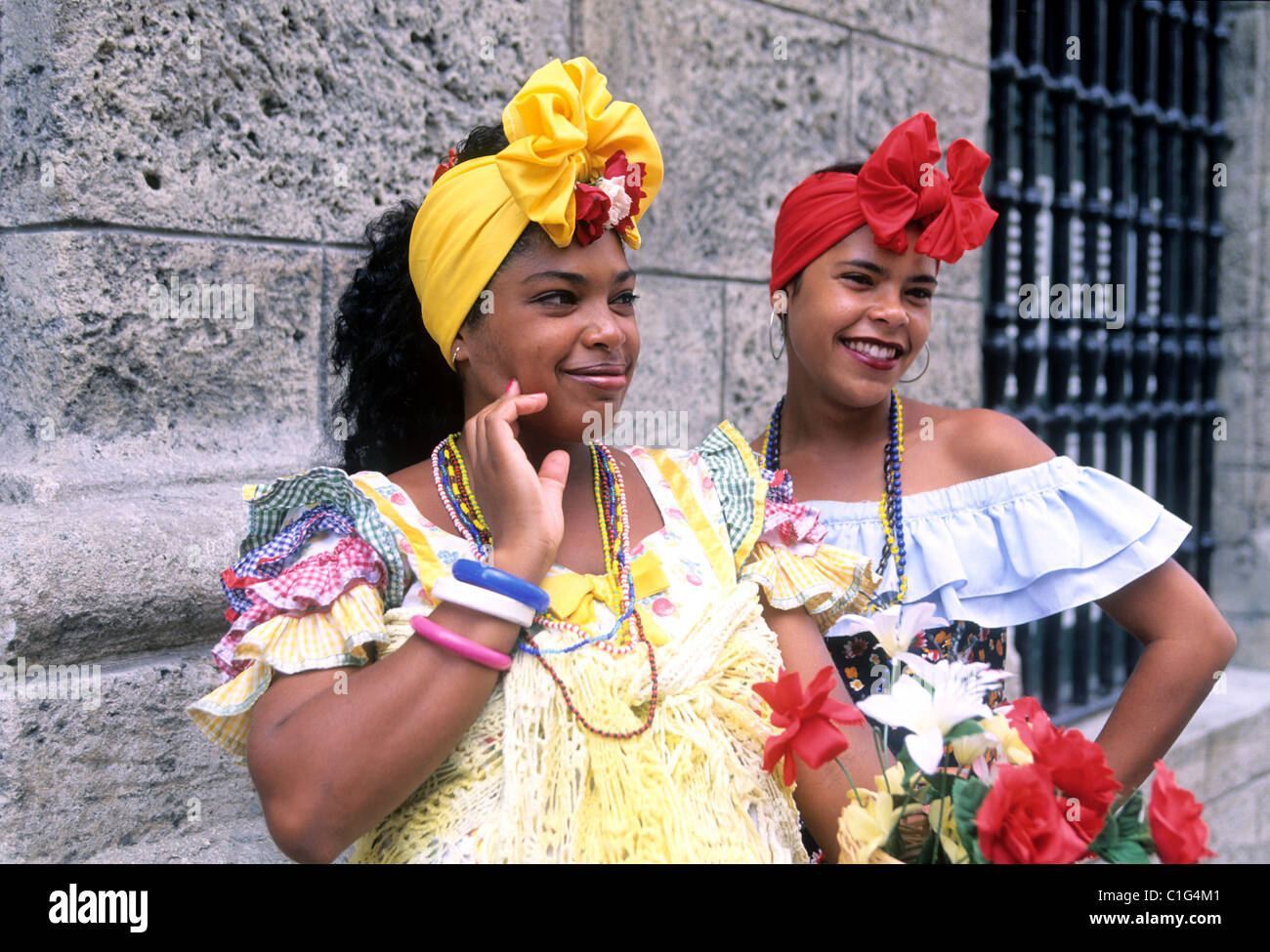 Cuba, Santiago, cuban girls in folklorics costume Stock Photo