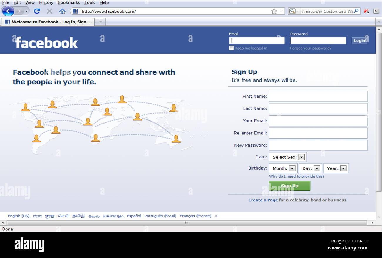 Facebook Home Page Stock Photo Alamy