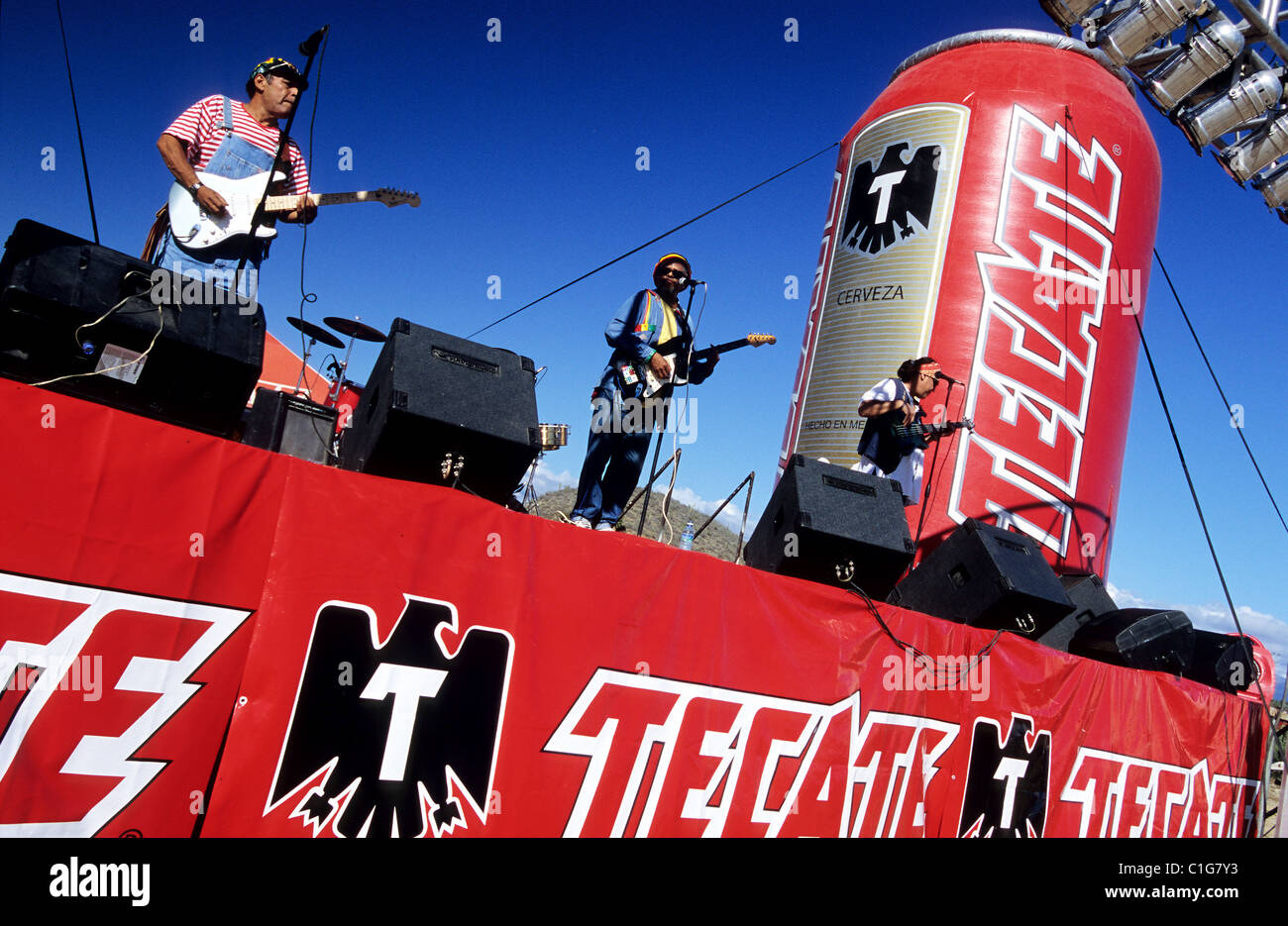 Mexico, Baja California state, reggae concert sponsorised by the beer Tecate in Pescadero Stock Photo
