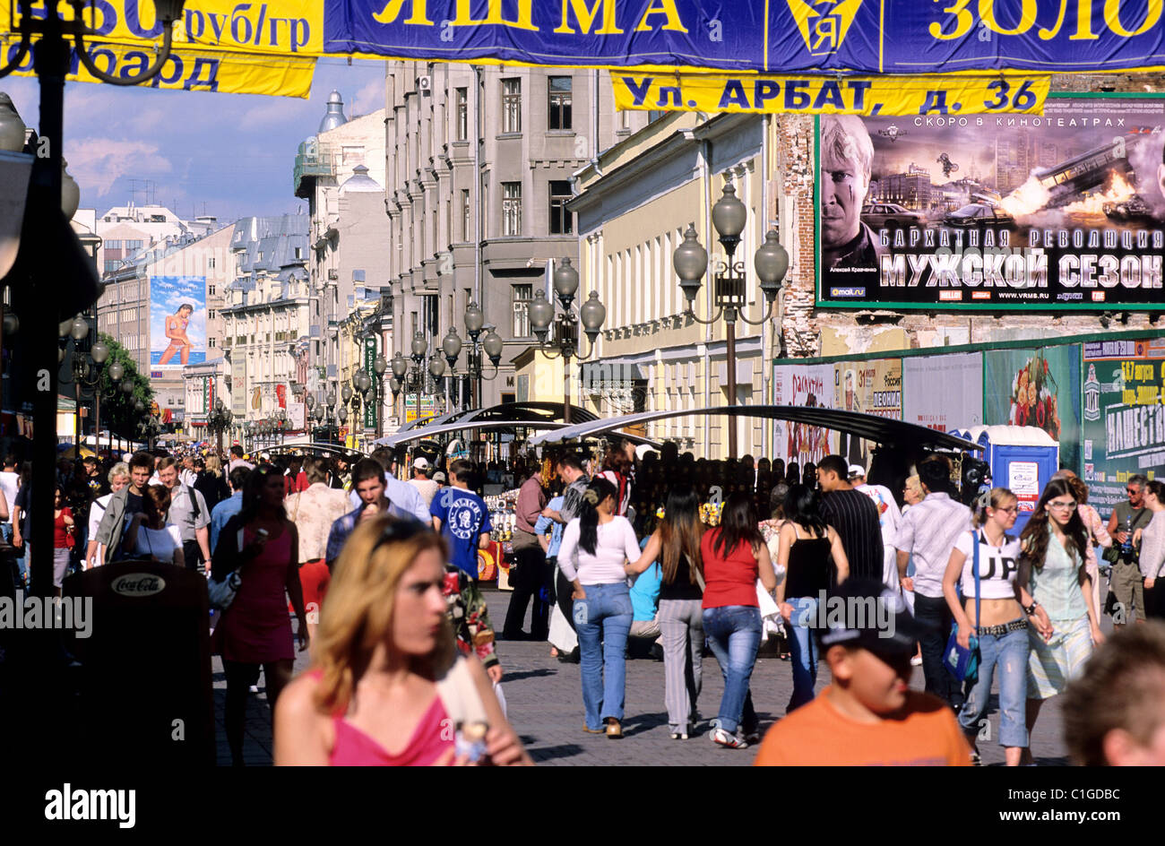 Russia, Moscow, Arbat street, one of the busiest main street Stock