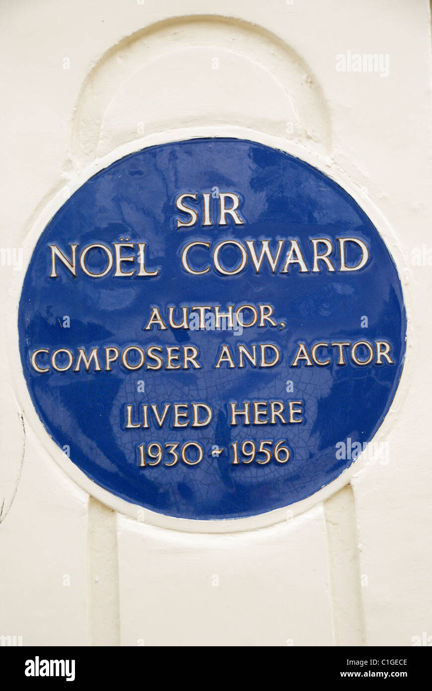 Blue plaque outside the former home of Sir Noel Coward at 17 Gerald Road, Belgravia, London