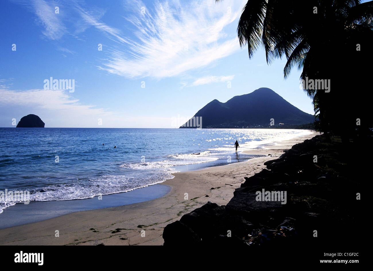 France, Martinique Island, Diamond beach and the Diamond rock Stock Photo