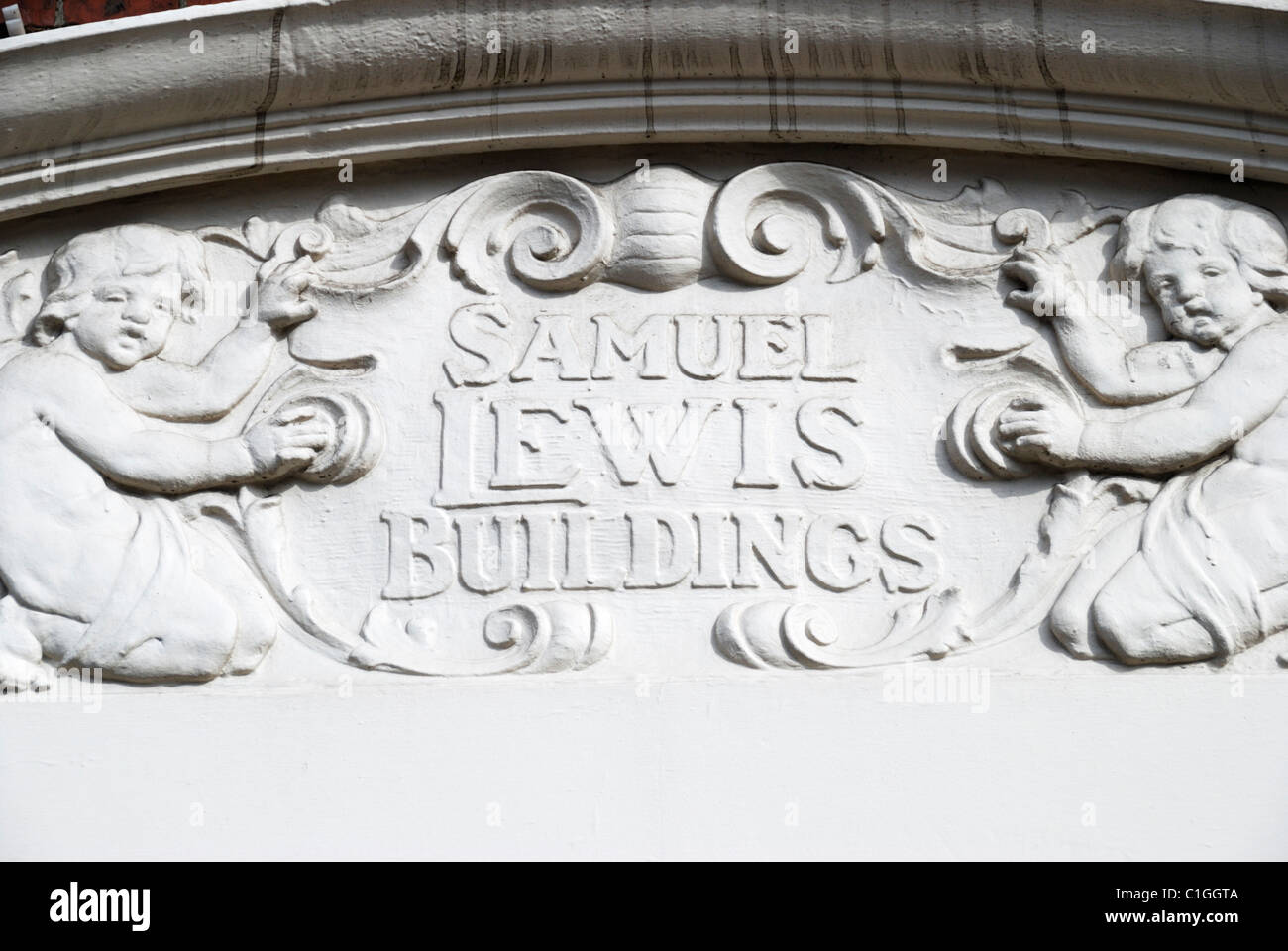 Samuel Lewis Buildings stone sign in Liverpool Road, London N1, England Stock Photo