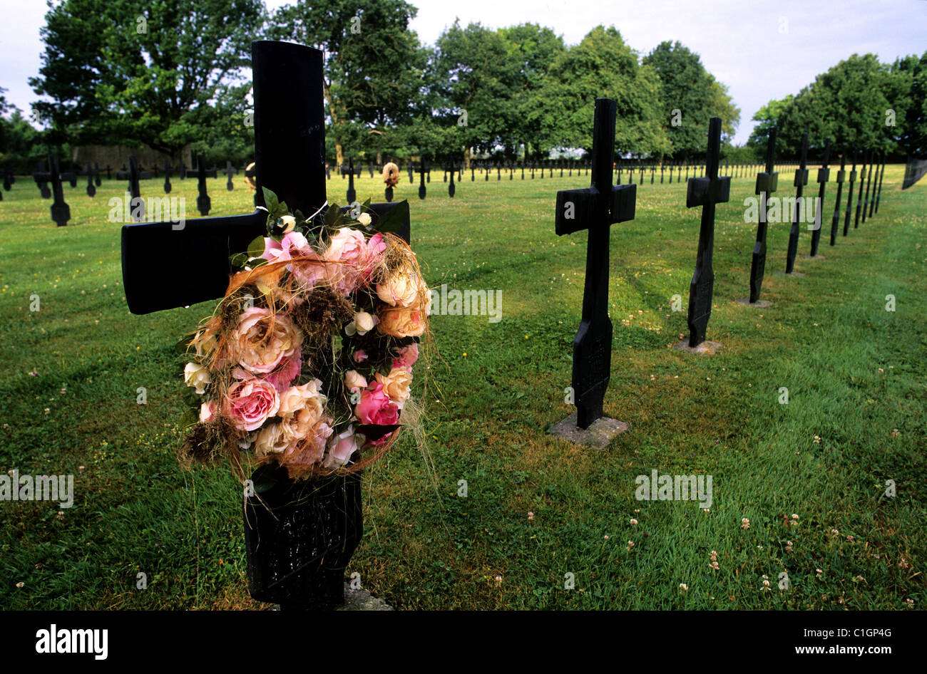 France, Aisne, german military cemetery which adjoins Malmaison's fort on the Chemin des Dames Stock Photo