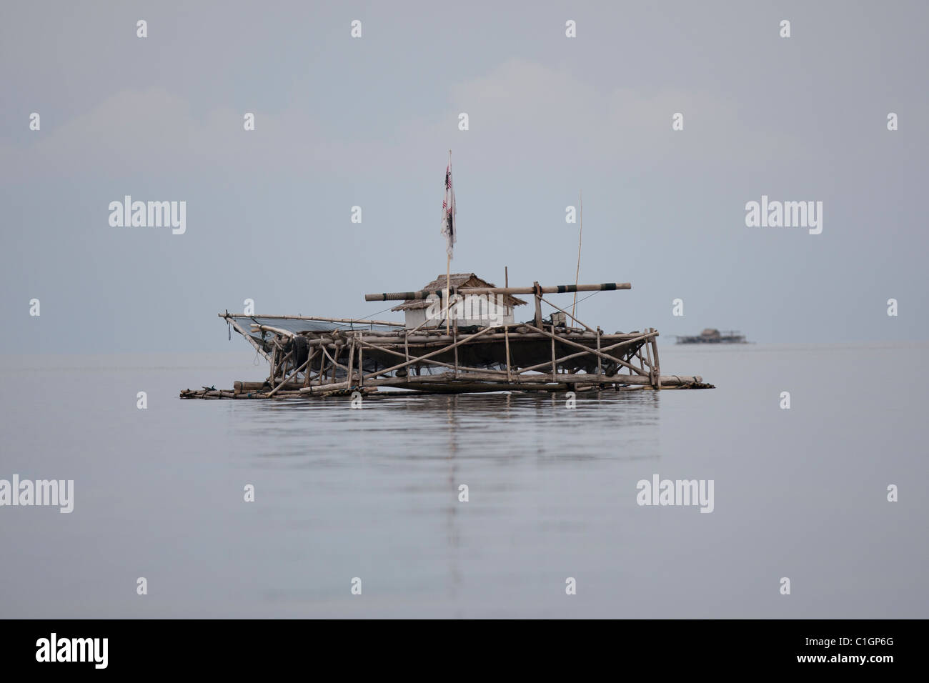 Fishing platform off North Sulawesi, Indonesia Stock Photo