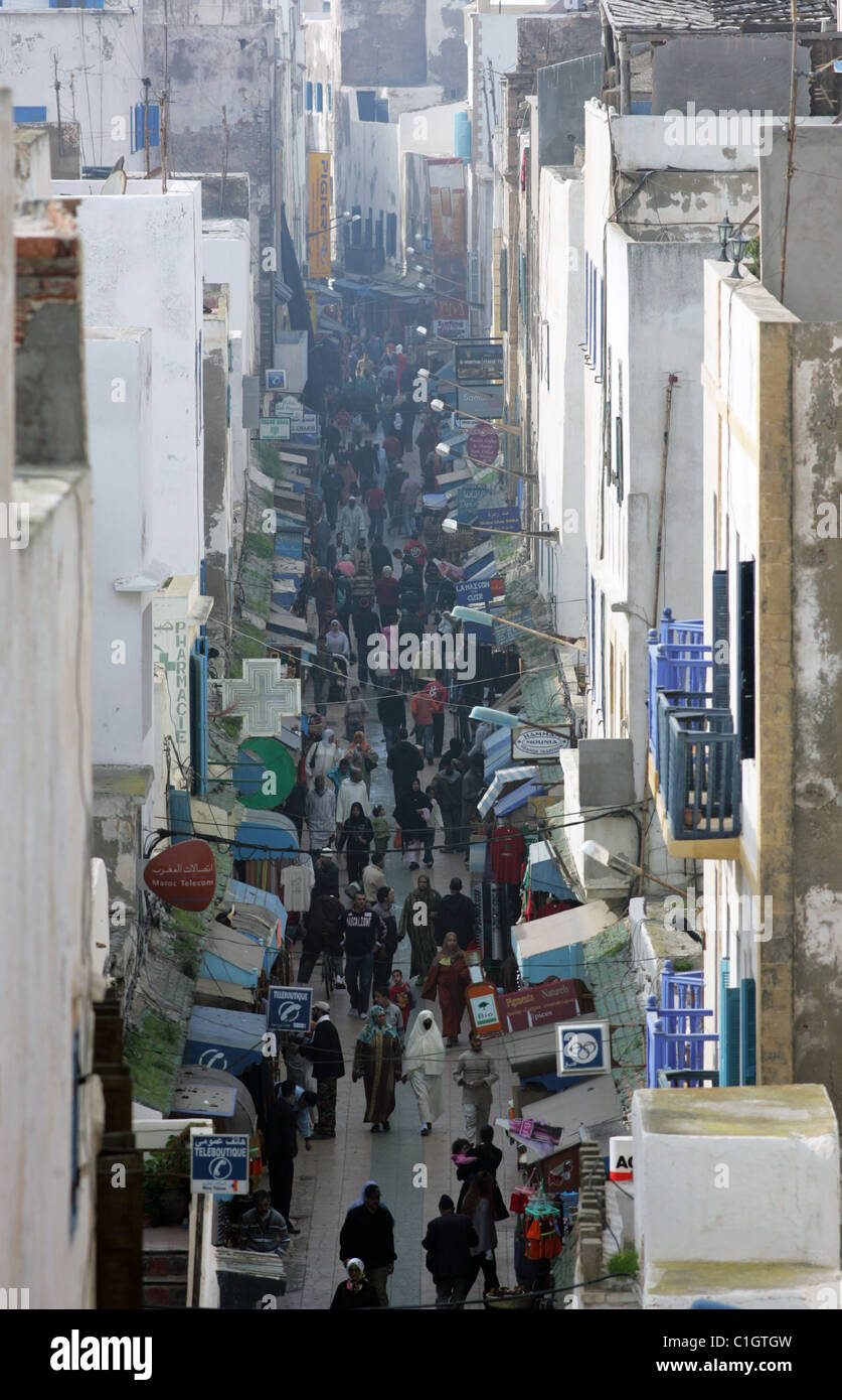 Rue Sidi Mohamed Ben Abdallah, Essaouira, Morocco. Stock Photo