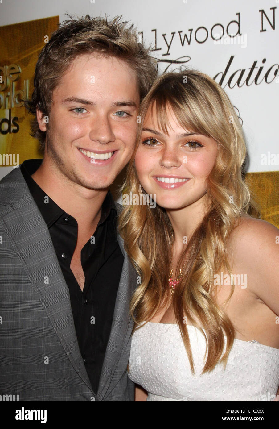 Aimee Teegarden, Jeremy Sumpter Change The World Humanitarian Awards Gala - arrivals Held at The Beverly Hilton Hotel Beverly Stock Photo