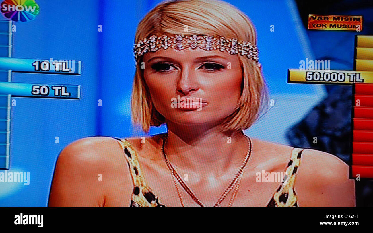 Paris Hilton appears on the Turkish version of the TV show "Deal or no Deal". The show was recorded in Istanbul and was Stock Photo