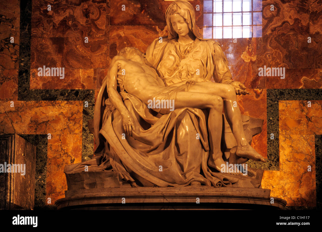 Italy, Lazio, Rome, Vatican City, Pieta by Michelangelo in the Saint Peter Basilica Stock Photo