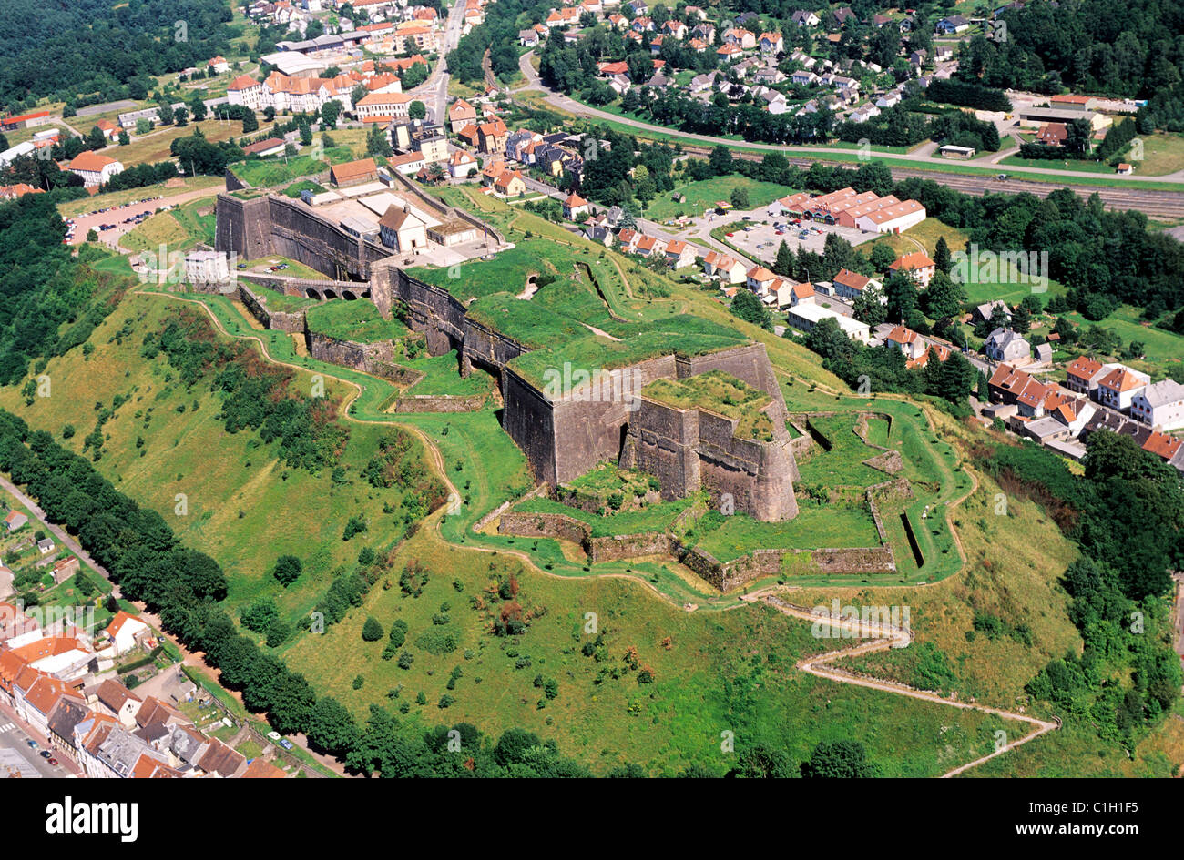 France, Moselle, North Vosges Regional Park, Bitche fortified citadel  (aerial view Stock Photo - Alamy