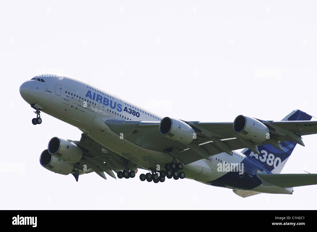 France Haute Garonne Toulouse Blagnac first flight of the Airbus A380 teh biggest airliner in aviation history (27th April 2005) Stock Photo