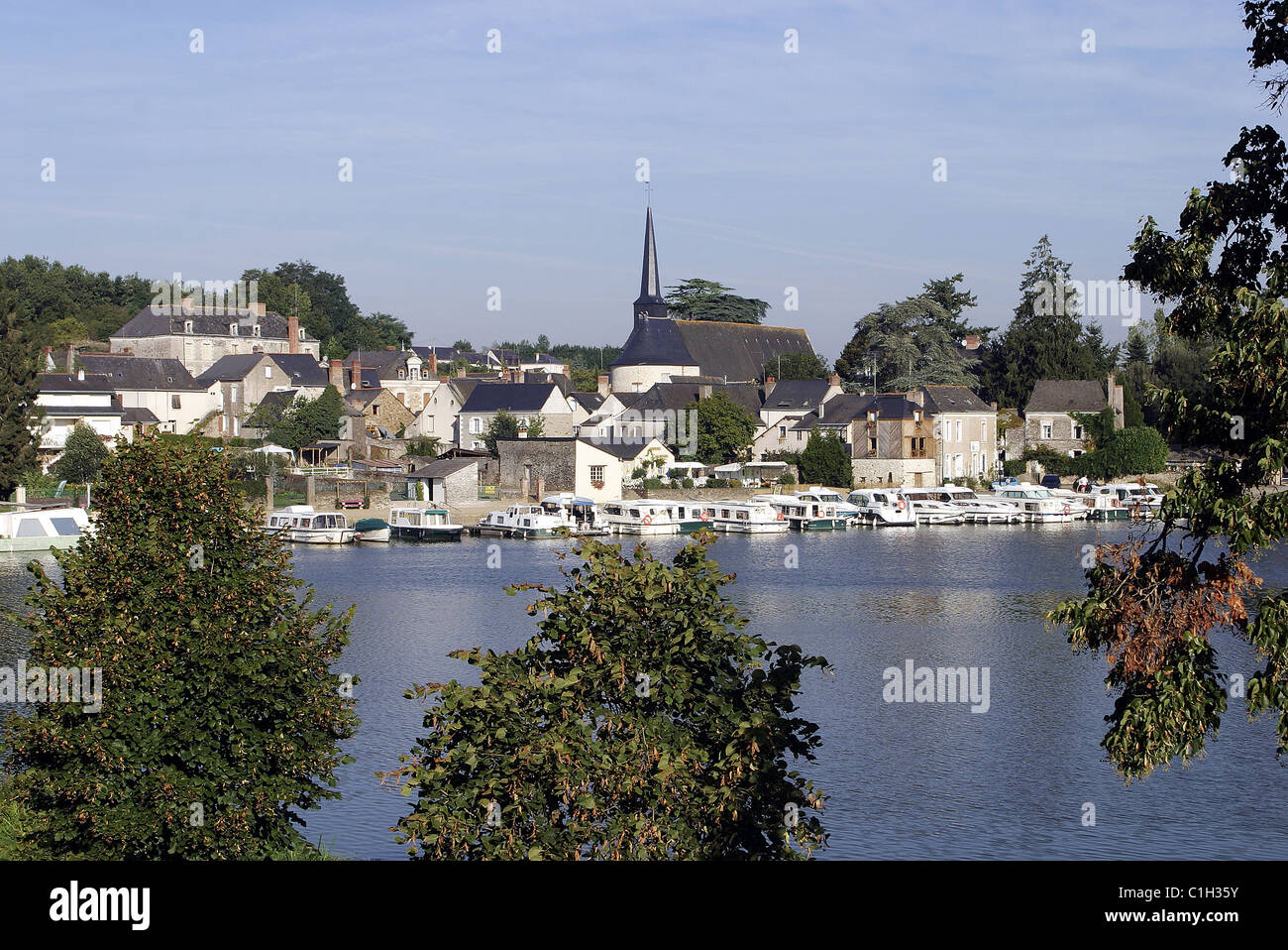 France, Maine et Loire, village of Grez Neuville on the Mayenne river
