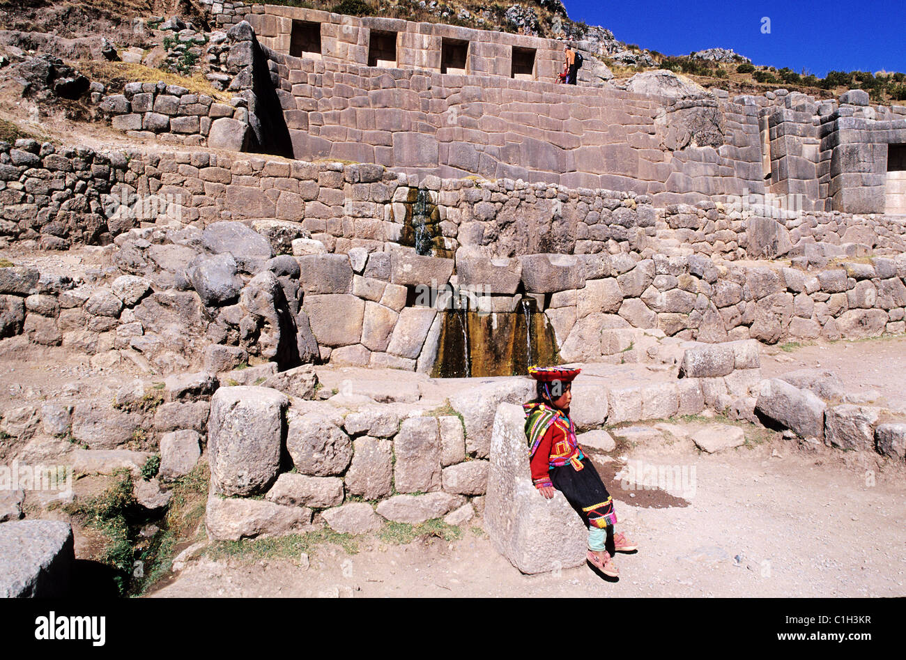 Peru, Cuzco Department, the sacreed valley, Cuzco, Inca baths Stock Photo