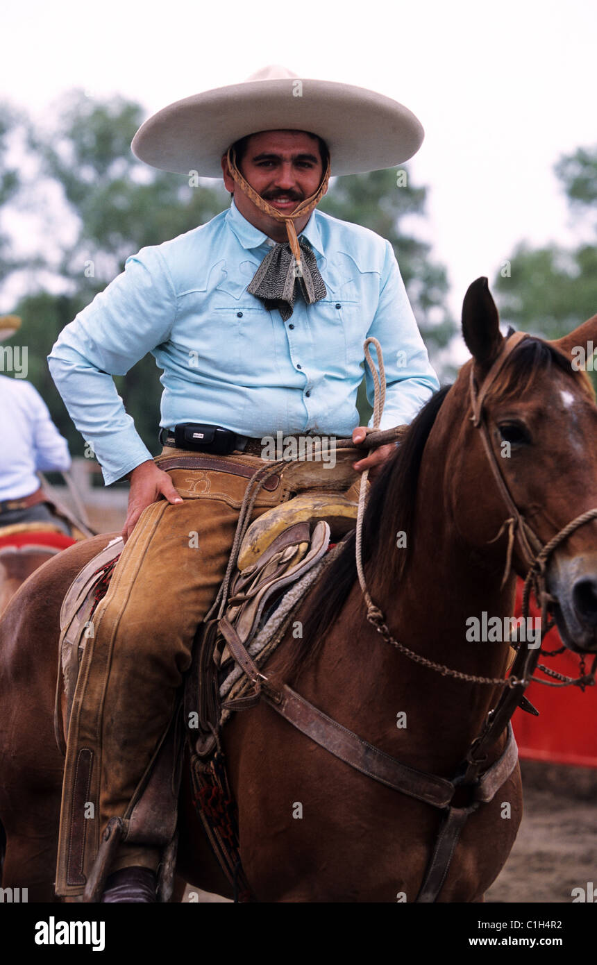 Mexico, Jalisco state, local cowboy called charro during a rodeo in ...