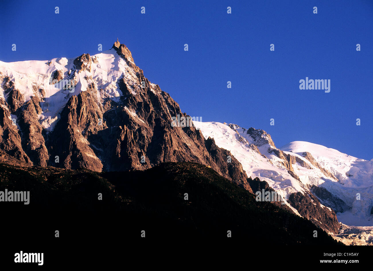France, Haute Savoie, Mont Blanc country, panorama from the Aiguille du ...