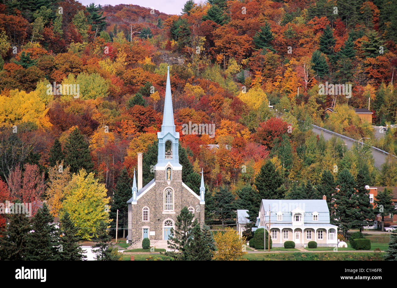 Canada, Quebec Province, Grandes Piles during the Indian Summer Stock