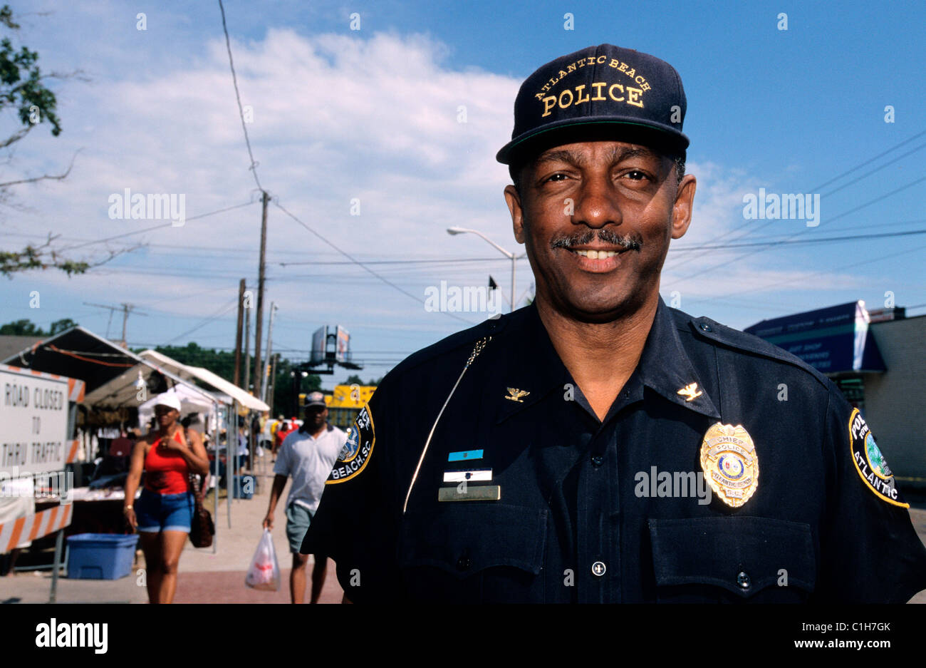 United States South Carolina a police officer every year in march the BBW  Black Bike Week takes place in Mytle Beach when over Stock Photo - Alamy