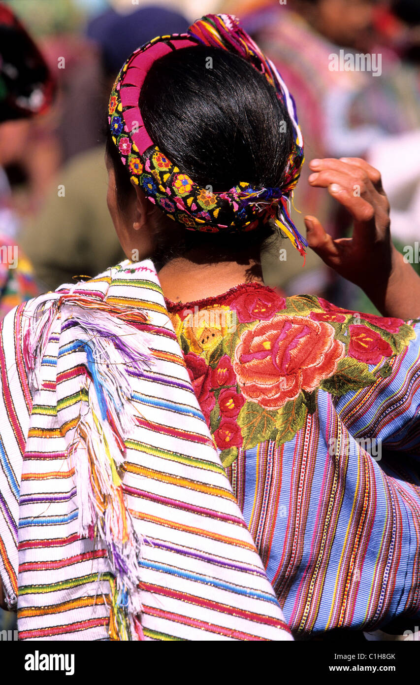 Guatemala, Western Cordillera, Quetzaltenango Department, Indian at the market of Almolonga Stock Photo