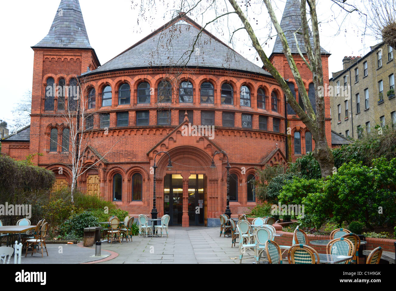 Cafe in former religious building in Notting Hill, London ARTIFEX LUCIS Stock Photo