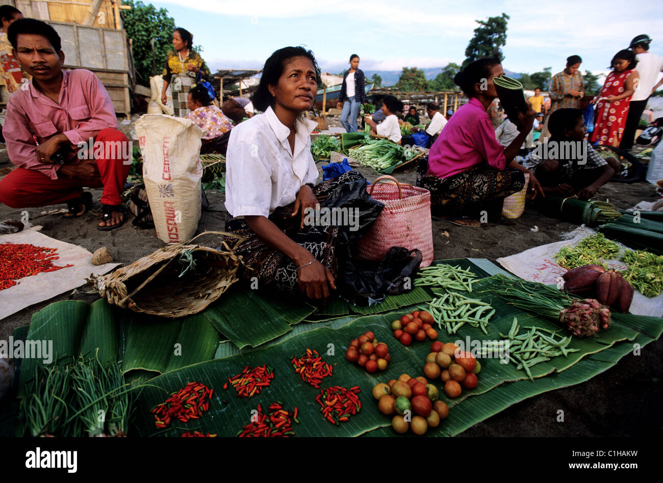Indonesia, Sonde Islands, Flores Island, morning market in the main city of Maumere Stock Photo