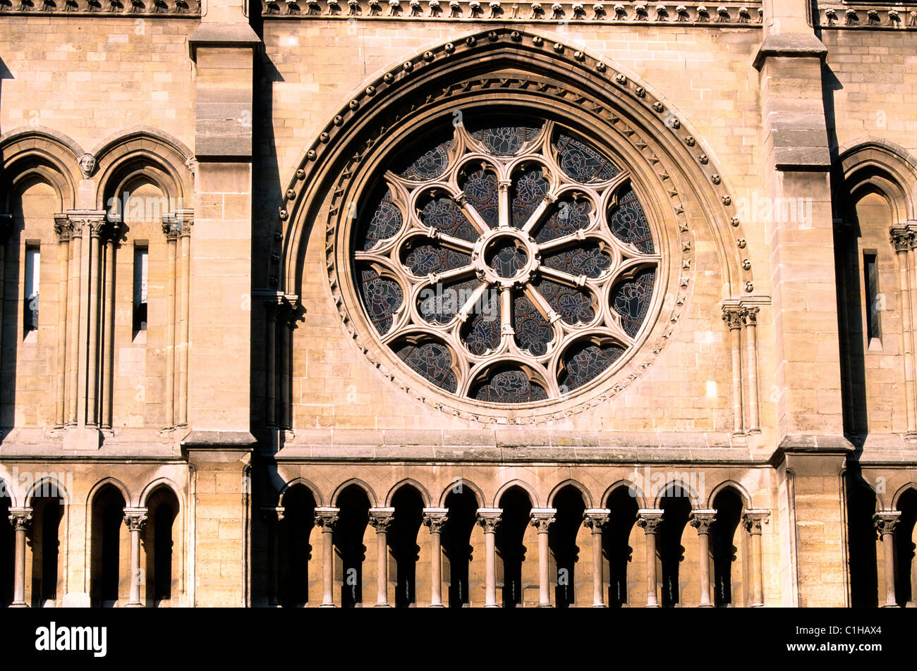 France, Paris, rose window of the church of Saint Jean Baptiste de Belleville Stock Photo