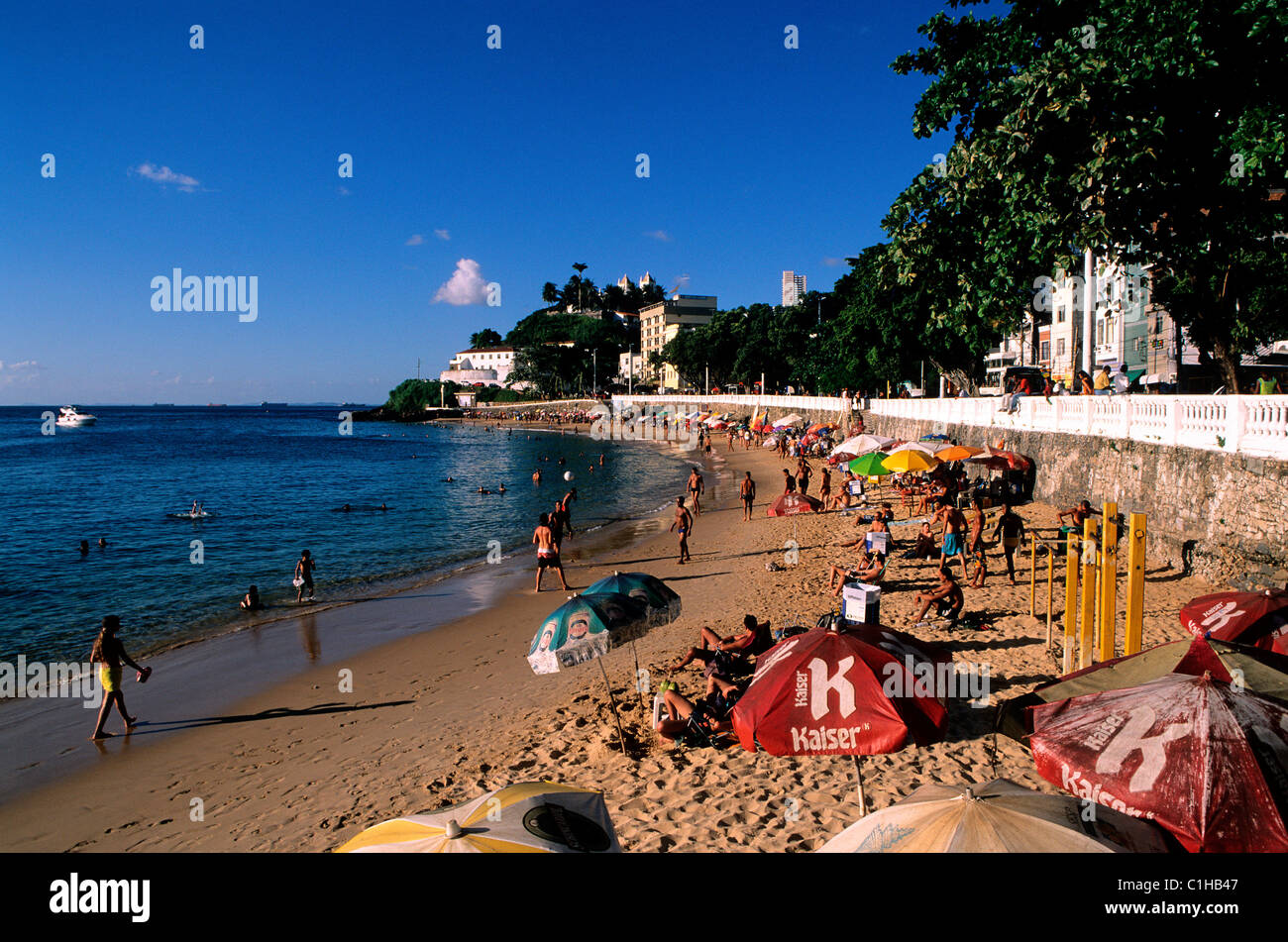 Brazil, El Salvador de Bahia, the beach of Porto da Barra Stock Photo