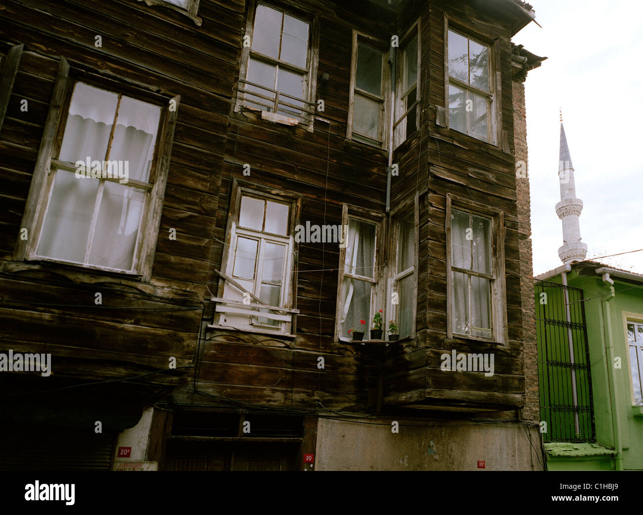 Dilapidated Ottoman houses in Istanbul in Turkey in Middle East Asia